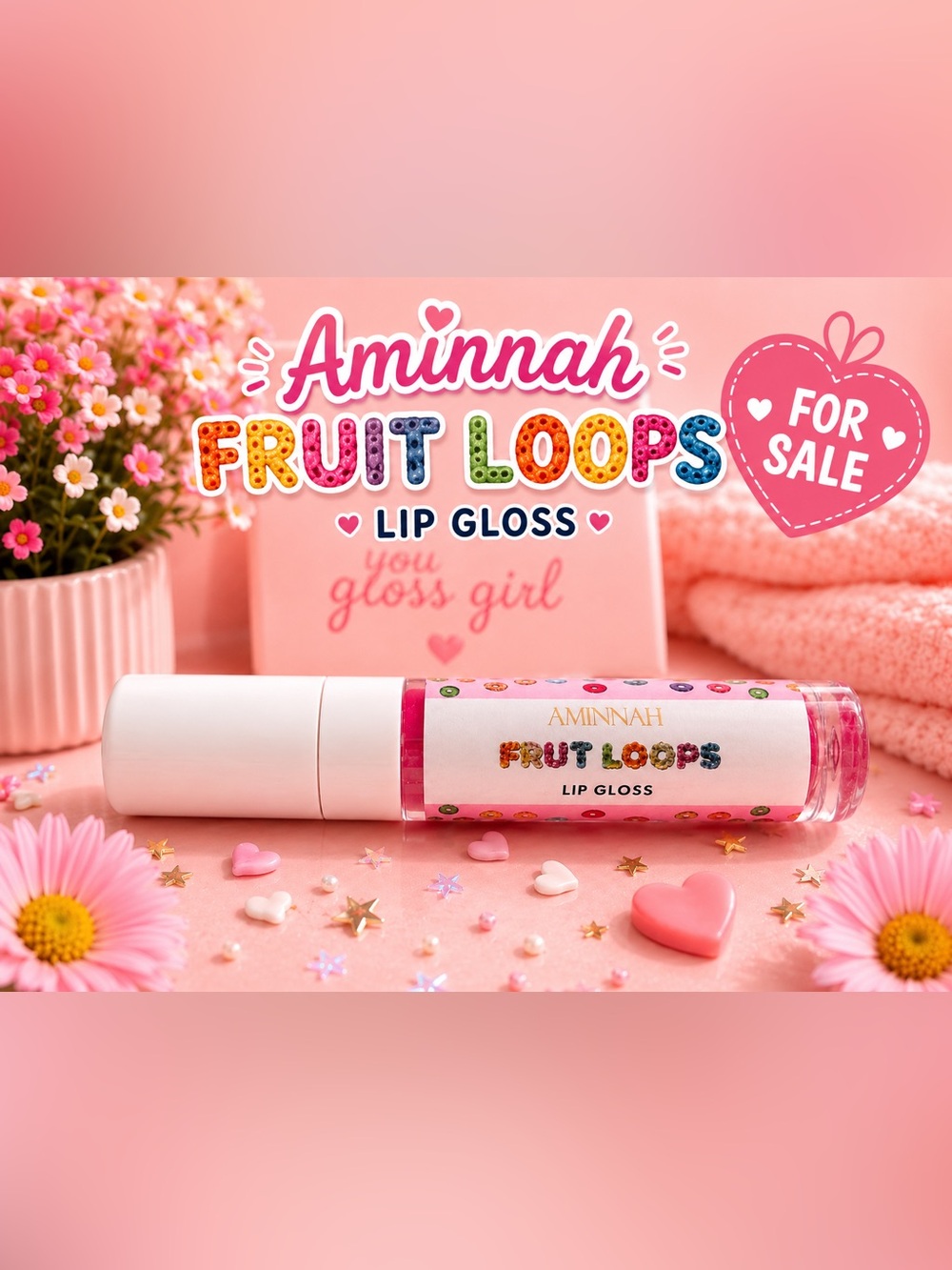 🆕 Aminnah Frut Loops Lip Gloss — Pink